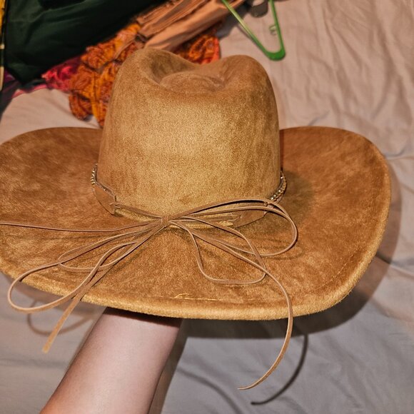 NWT Anthropologie Faux-Suede Rancher Hat in Honey Brown OS - Picture 7 of 9
